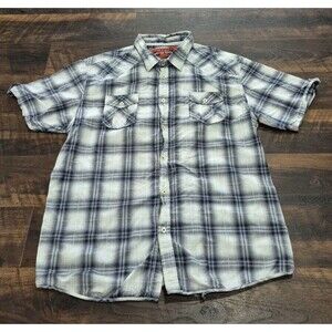 Smoke Rise Shirt Men's 3XL Short Sleeve Collared Plaid Button Up Western Cowboy